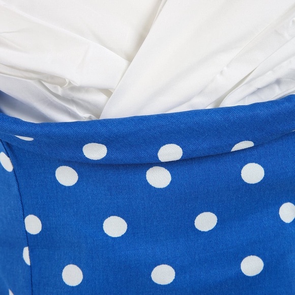 Rockabilly Blue and White Top BNWOT 22 - Picture 3 of 7